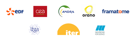 Logo de nos clients en France - Logo of our clients in France : EDF, CEA, Andra, Orano, Framatome, ITGA, Iter, ILL